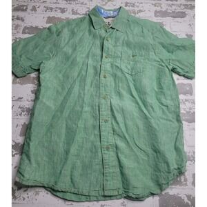 TOMMY BAHAMA M MEN'S SHORT SLEEVE RELAX 100% LINEN‎ SHIRT IN LIGHT GREEN